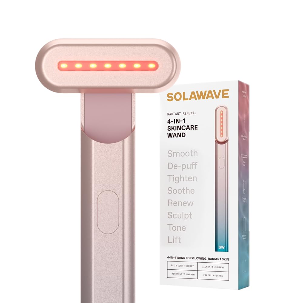 Solawave 4-in-1 Red Light Therapy Wand for Face & Neck | Beauty Device with Galvanic Current, Massager & Warmth | Anti-Aging, Wrinkle Reduction, Skin Tightening, Depuffing & Rejuvenation (Ombre)