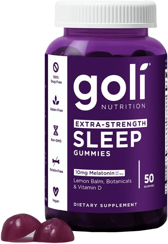 Goli Nutritional Supplement, Extra Strength Sleep Gummy 10mg Melatonin – 1 Pack 50 Count – Gluten-Free, Vegan, Non-GMO, and Gelatin-Free