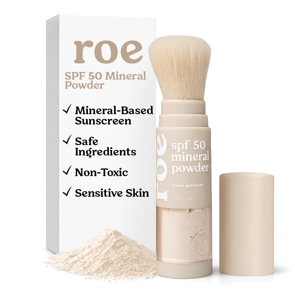 Roe Wellness- Kids SPF 50 Brush On Mineral Sunscreen Powder EWG, Reef-Friendly, Easy to Apply for Kids, Babies & Parents