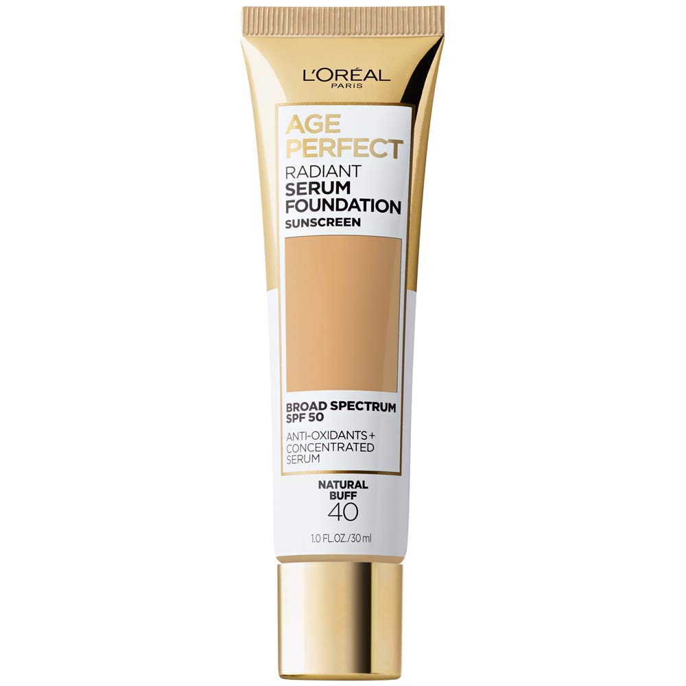 L’Oreal Paris Age Perfect Radiant Serum Foundation with SPF 50, Natural Buff, 1 Ounce