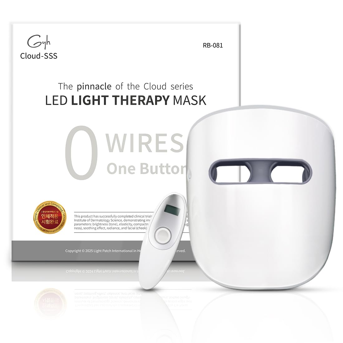 GYH LED Face Mask Light Therapy, Red Light Therapy for Face, Wireless High Dose Green, Blue, Infrared Light Therapy Mask for Skin Care & Anti-wrinkles, Cloud-SSS