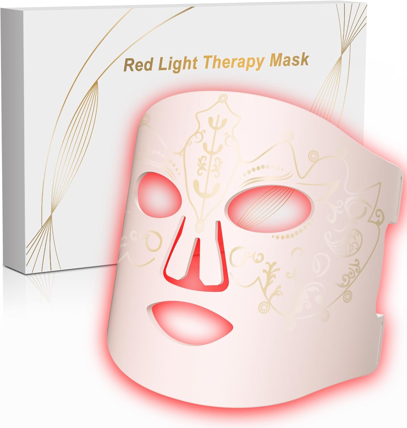 BETNEP Red Light Therapy Mask for Face,3 Modes Led Contour Face Mask,Near-Infrared 850 Led Light Mask(NIR),Portable,Rechargeable and Remote, Pink