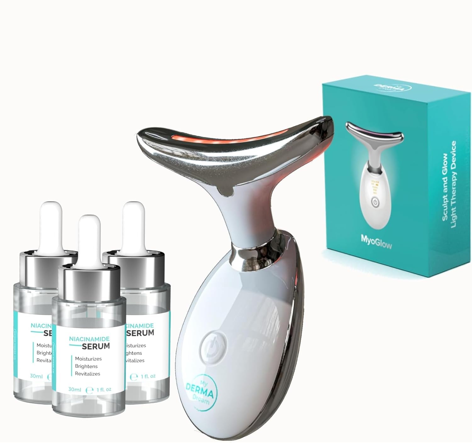 MyoGlow LED Neck Massager & 90-Day Niacinamide Serum