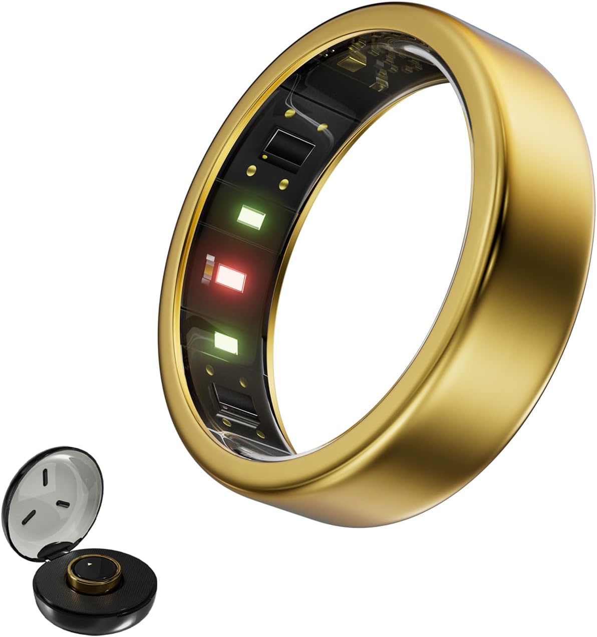 Smart Ring, Titanium Health & Fitness Tracker with Sleep, Heart Rate & SPO₂ Monitoring, Ultra-Light, 4–6 Day Battery, No Subscription, for Women & Men (Gold 8)