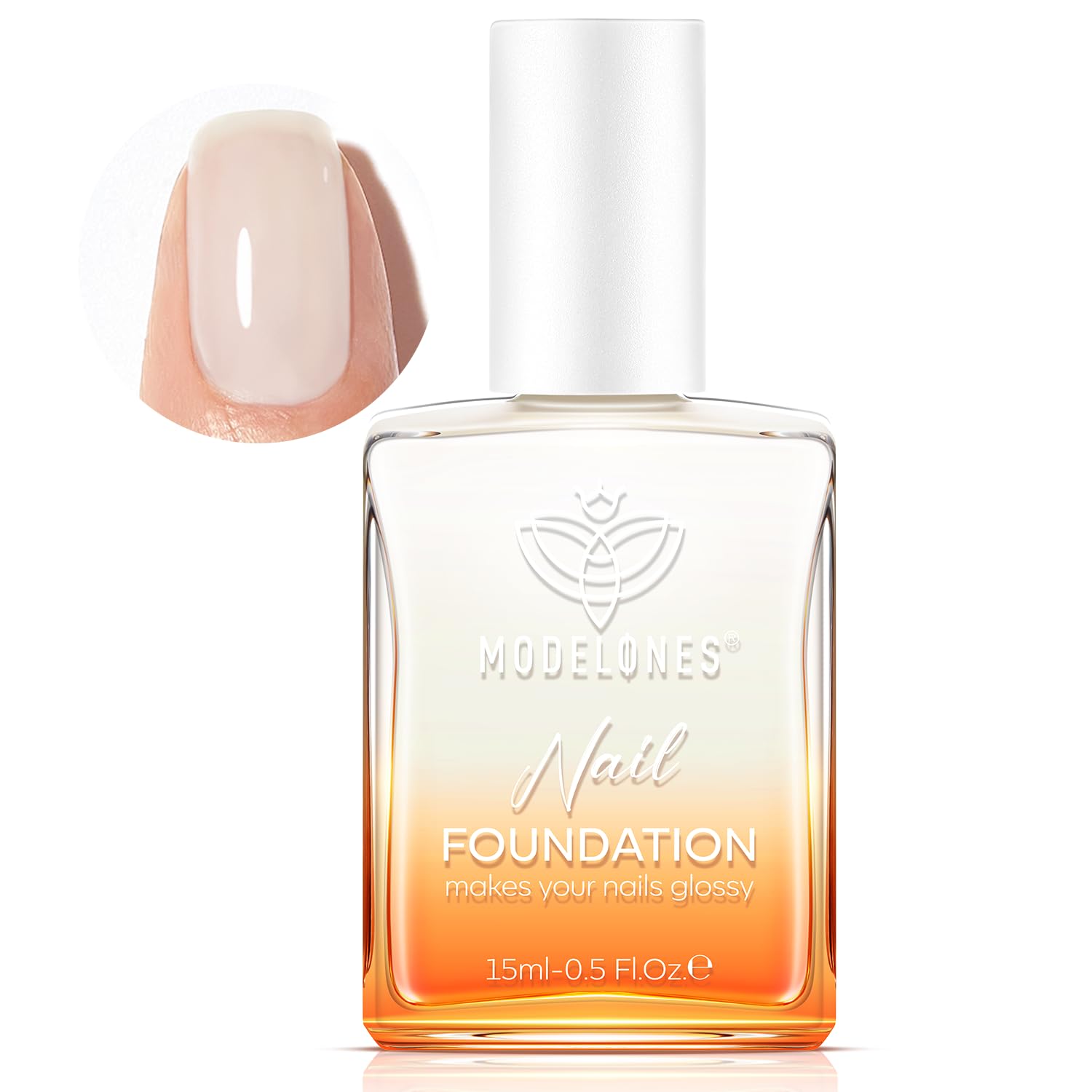 modelones Nail Strengthener, Milky White Nail Polish Nail Repair for Damaged Nails Hardener Air Dry Nail Growth Polish Natural Nail Concealer Foundation Gifts for Women 15ml