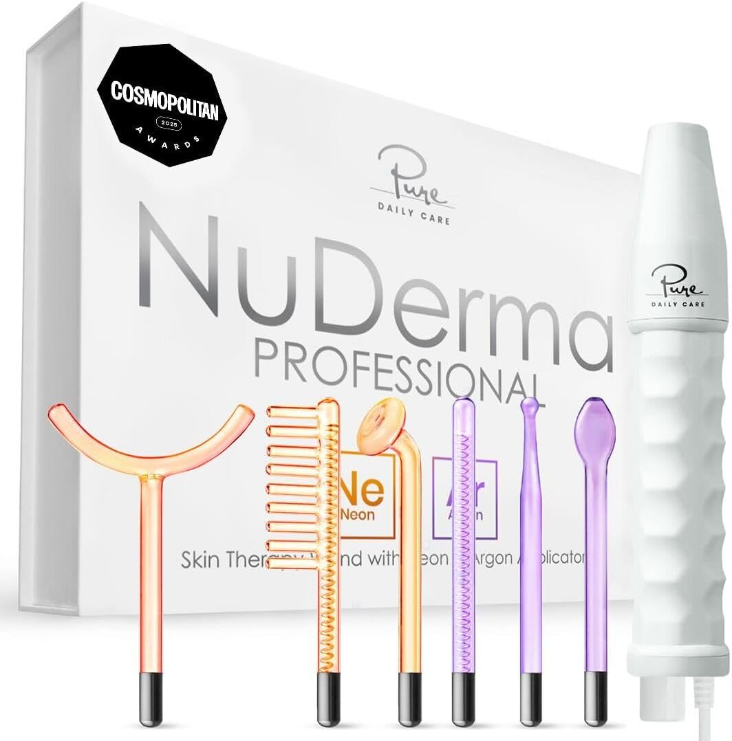 NuDerma Professional Skin Therapy Wand – Portable Skin Therapy Machine with 6 Neon & Argon Wands – Boost Your Skin – Clear Firm & Tighten