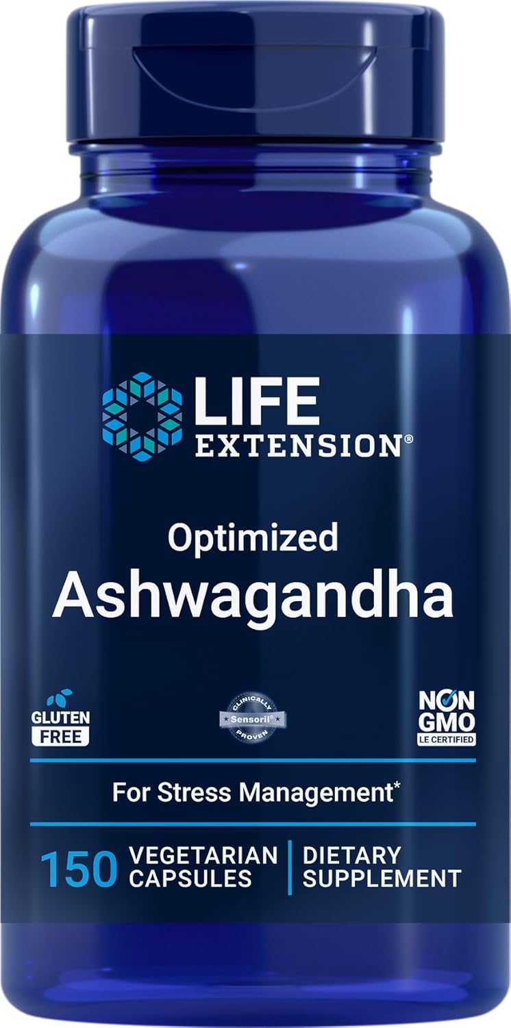 Life Extension Optimized Ashwagandha, 150 Veg Caps – Non-GMO, Gluten Free, Vegetarian Capsules