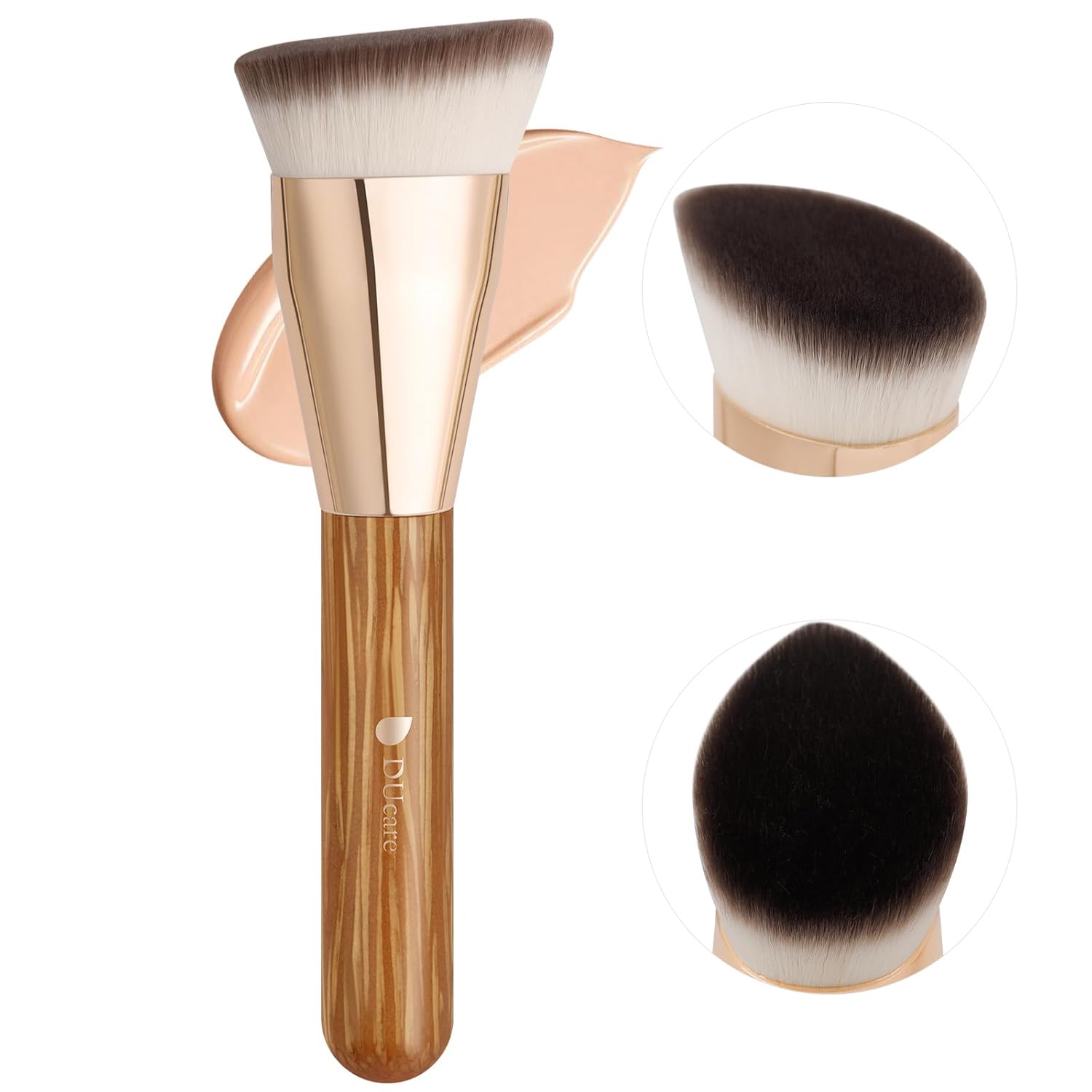 DUcare Angled Foundation Brush for Flawless Makeup Application Professional Liquid, Cream Powder Foundation Brush with Dense Bristles – Contoured for Precise Blending and Buffing