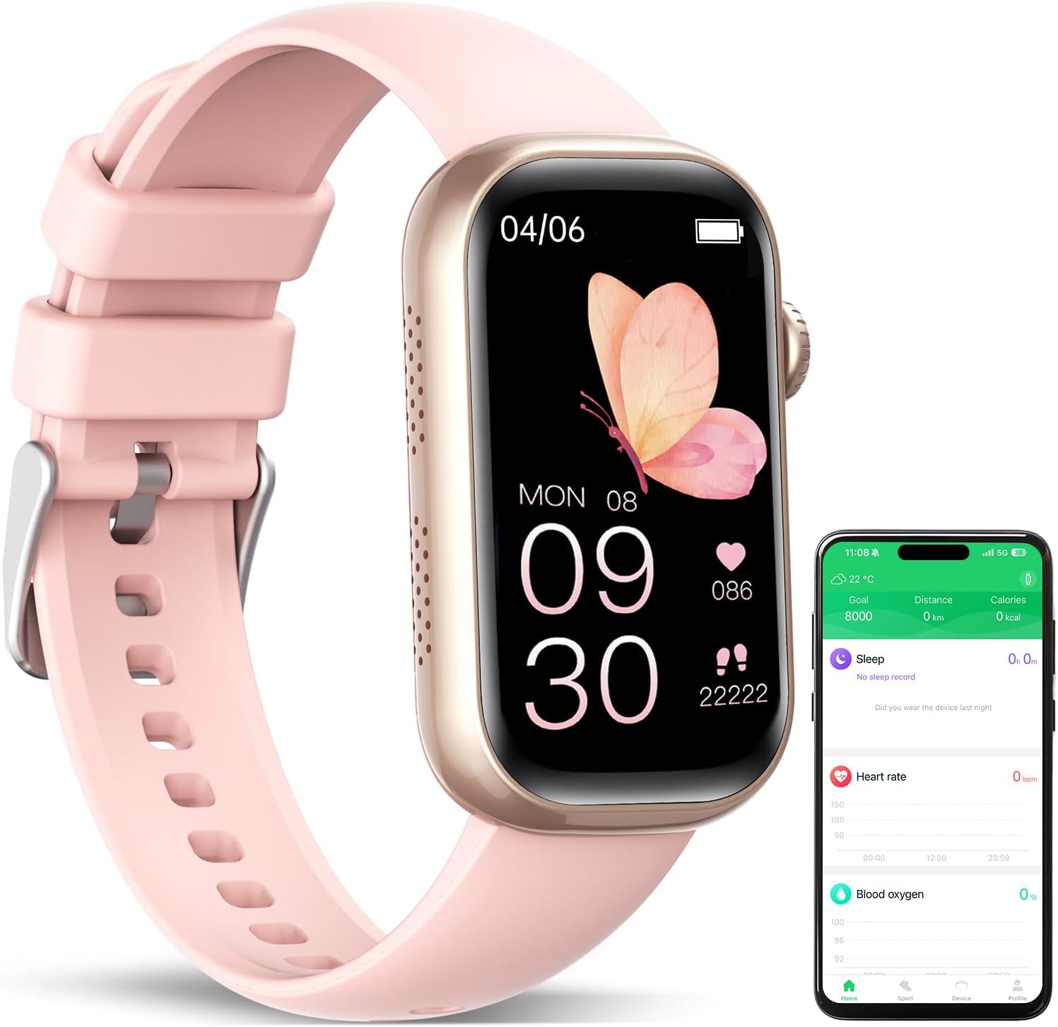 Fitness Tracker, Smart Watch with 24/7 Dynamic Heart Rate Blood Oxygen Monitoring Sleep Tracker Answer / Make Call 24 Sports Modes Pedometer IP68 Waterproof Step Calorie Counter for Women Men (Pink)