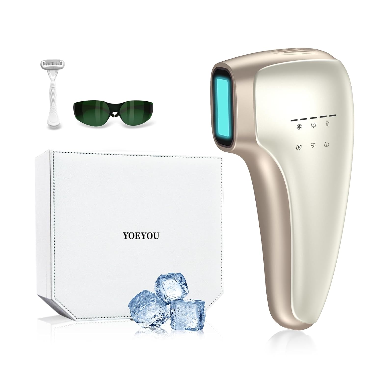 Painless IPL Laser Hair Removal for Women & Men, 39°F Sapphire Ice Cooling Technology, At-Home Laser Hair Removal Device for Face, Armpits, Legs, Bikini & Whole Body, Long-Lasting Results