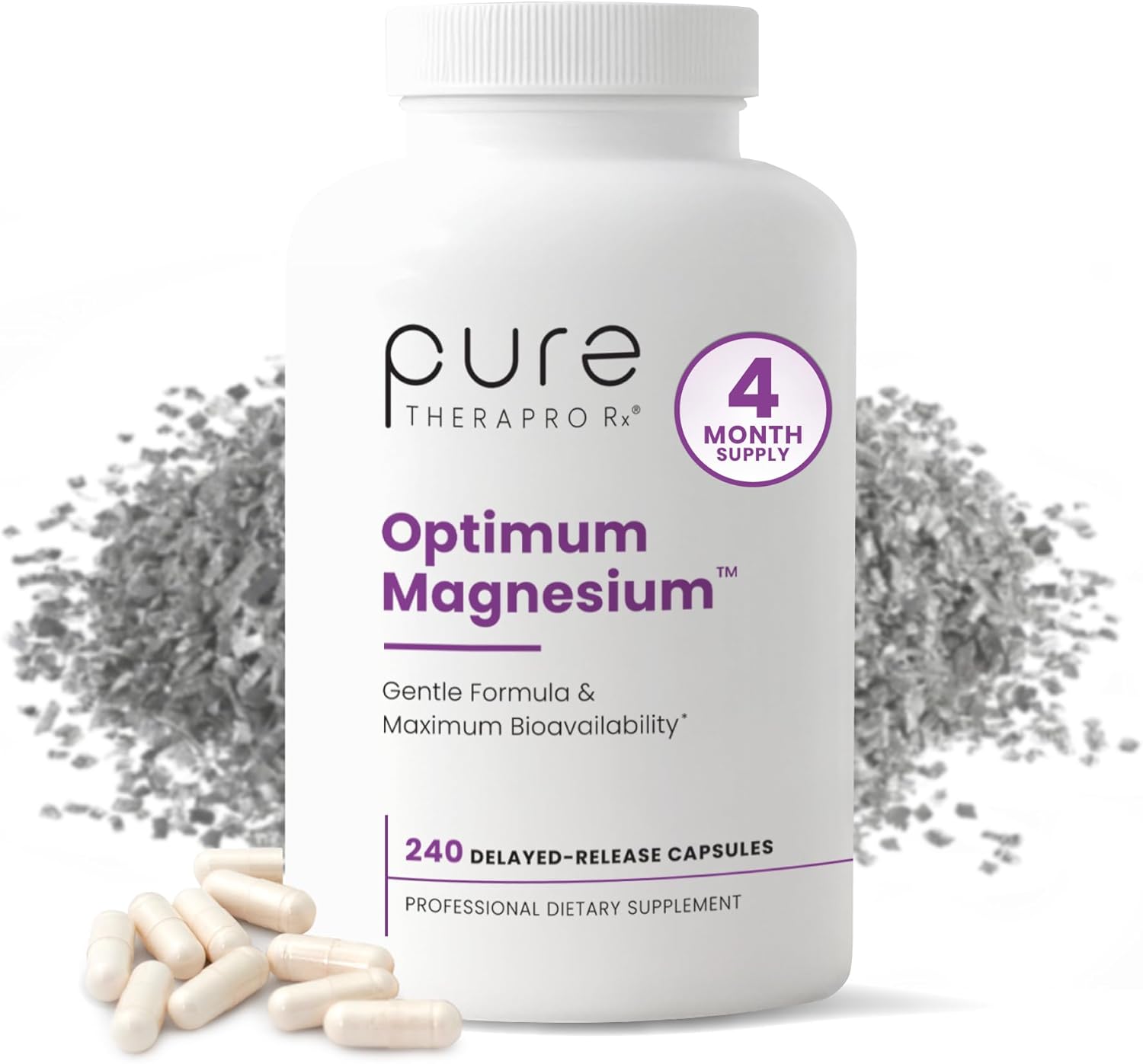 Pure TheraPro Rx Optimum Magnesium Lysinate Glycinate & Di-Magnesium Malate, Made in USA | 4 Month Supply | Chelated for Maximum Absorption, Supports Bone Health & Energy, 240 Count