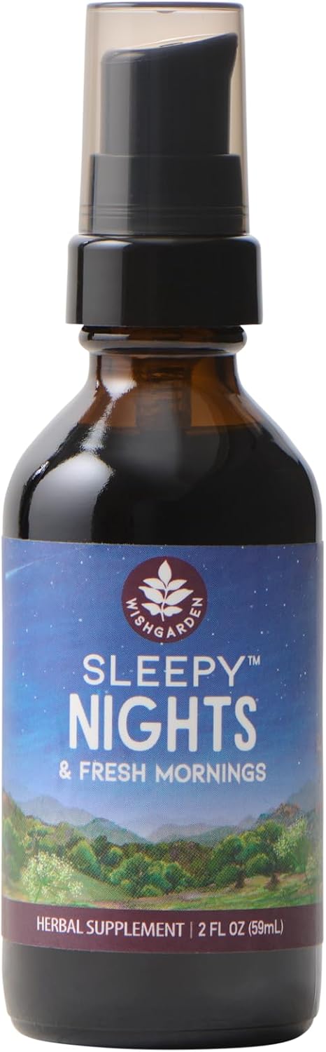 WishGarden Herbs Sleepy Nights & Fresh Mornings – All-Natural Herbal Sleep Aid Tincture, Organic Sleep Supplement with Passionflower, Hops and Scullcap, Supports Deep Sleep & Healthy Sleep Cycles, 2oz