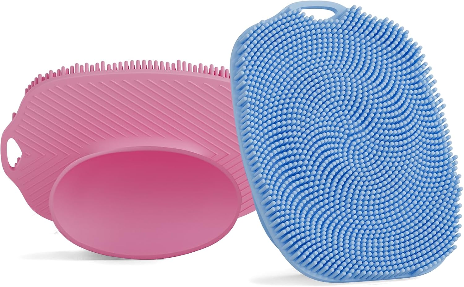 2 PCS Face Scrubber, Soft Silicone Face Exfoliator with Suction Cup for Man and Women Deep Skin Clean, Gentle Facial Cleaning Brush Suitable for All Sensitive Skin (Pink+Blue)