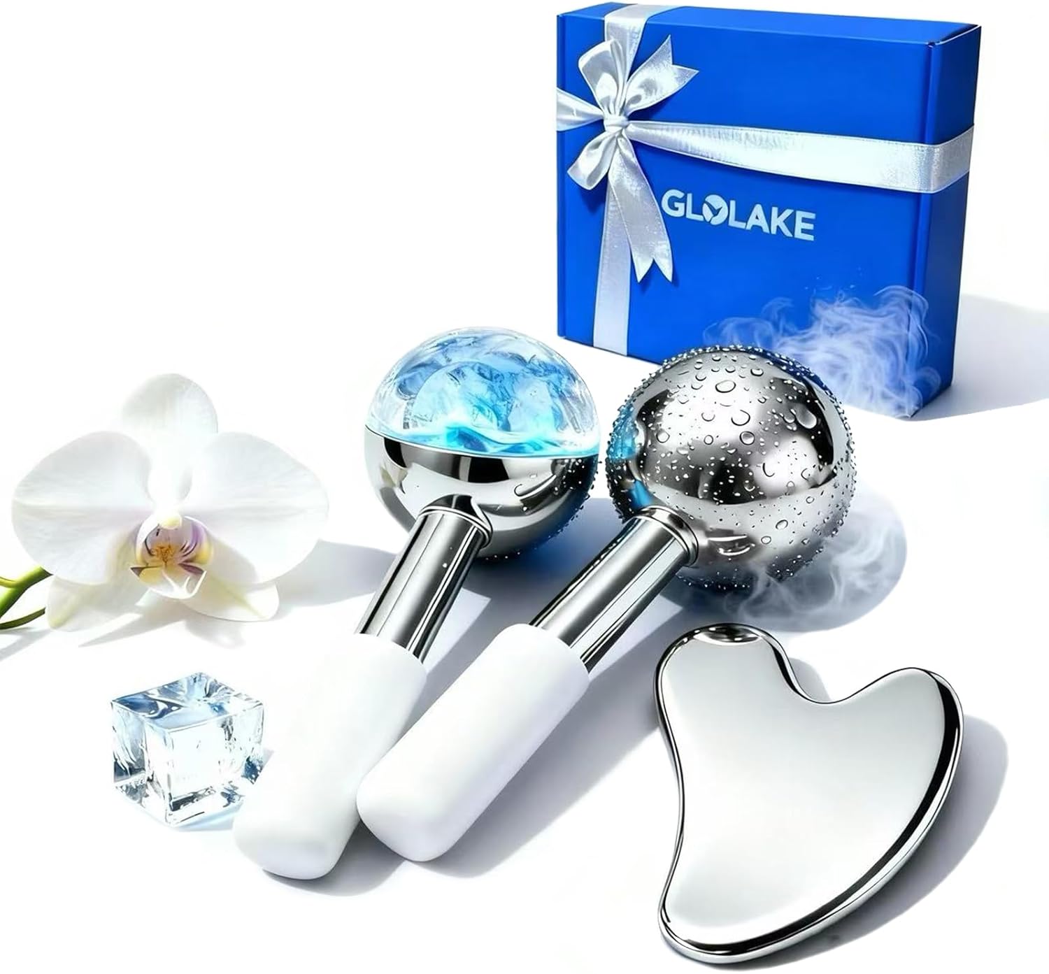 Ice Roller for Face, Stainless Steel Gua Sha, Ice Face Roller for Depuffing, Lymphatic Drainage, Collagen Boost on Face, Body, Neck, Birthday Gifts, Relaxation, Skincare, at Home Spa