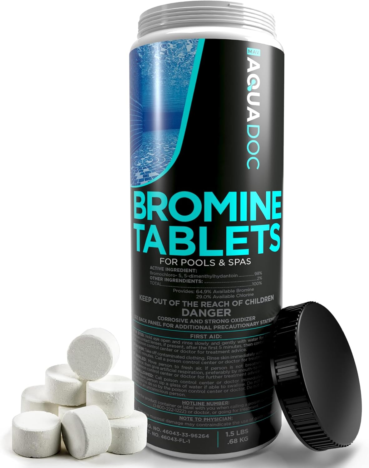 AquaDoc Bromine Tablets for Hot Tub & Spa – 1.5lbs Sanitizing Bromine Recommended for Hot Tubs