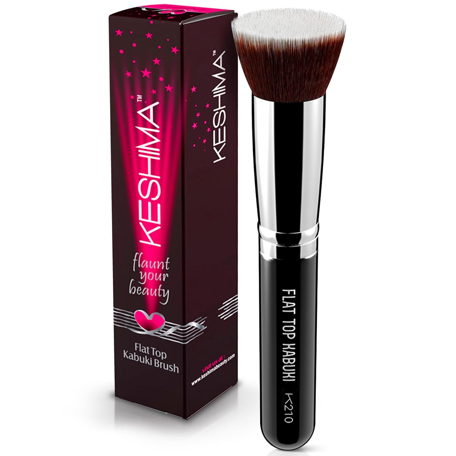 Flat Top Kabuki Foundation Brush By KESHIMA – Premium Makeup Brush for Liquid, Cream, and Powder – Buffing, Blending, and Face – 1.2″ Top Diameter