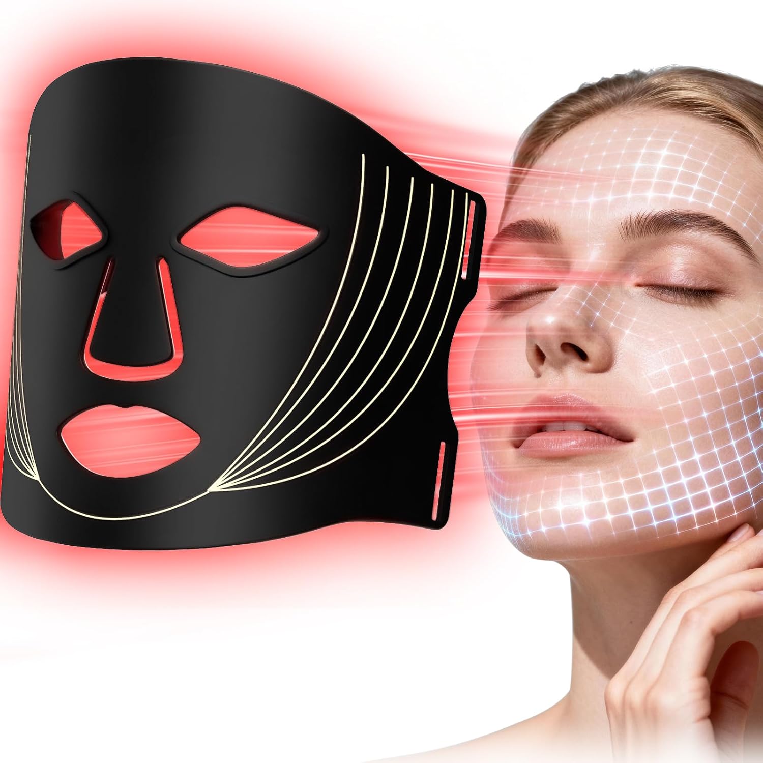 Red Light Therapy Mask for Face – 210 LED 7 Color Light Therapy Face Mask, Wireless Rechargeable Photon Skin Care Device, Anti Aging Wrinkles Acne Treatment, Home Spa Beauty Facial Mask