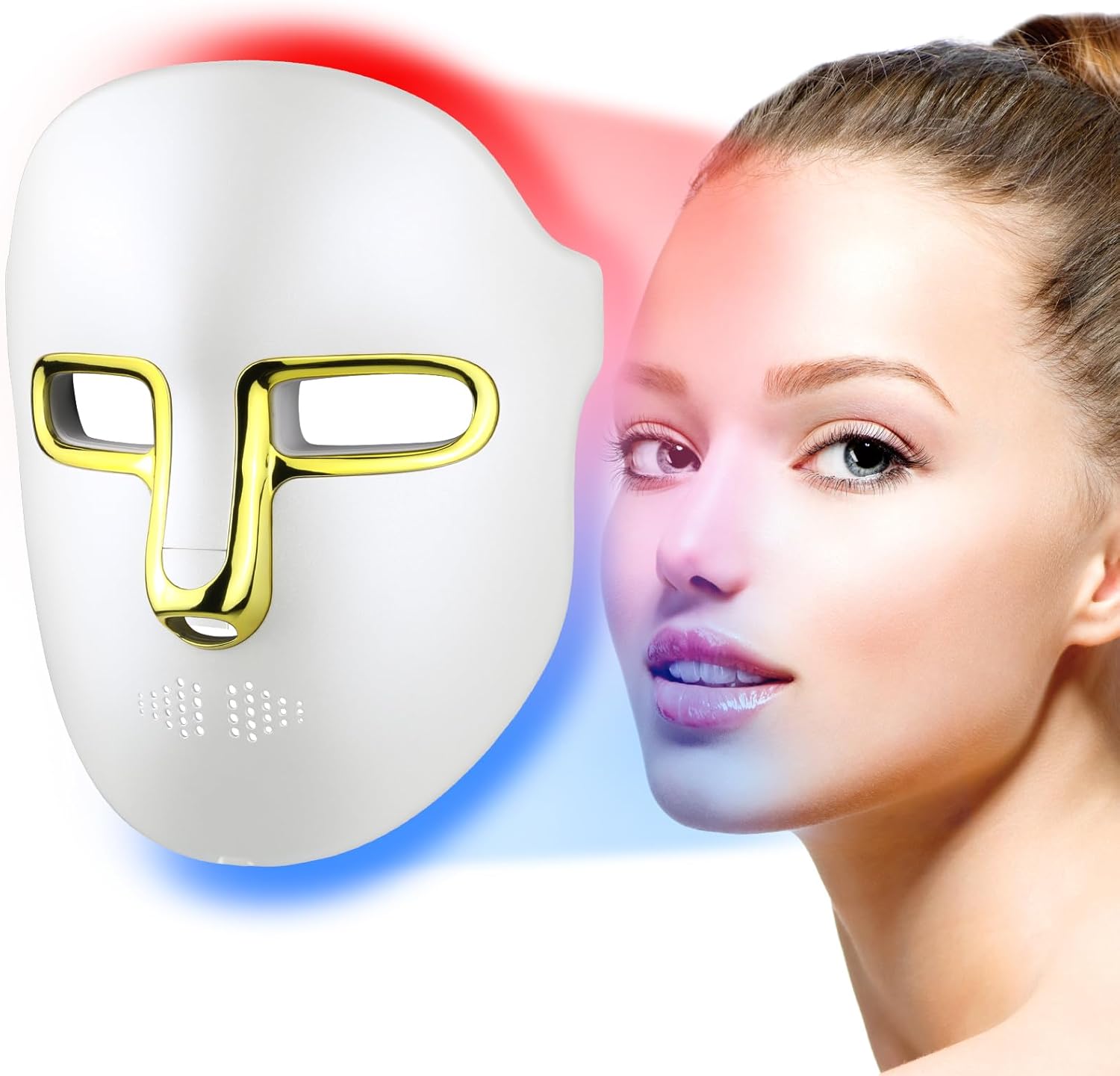 HSA FSA Red Light Therapy for Face Mask – LED Face Mask Light Therapy with Red Blue LED and Infrared Light, Anti-Aging, Blemish Repair Treatment