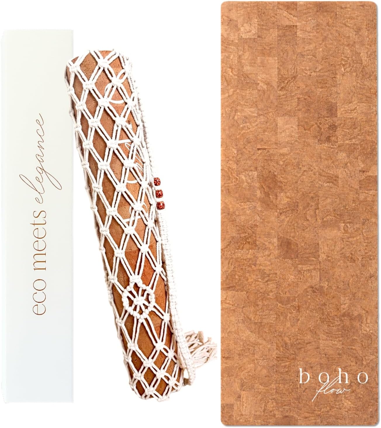 Deluxe Cork Yoga Mat – Gold, Coffee or Vegan Leather Cork Surface & Natural Rubber Base – Premium Natural & Eco Friendly Materials – Includes Signature Handmade Boho Bag