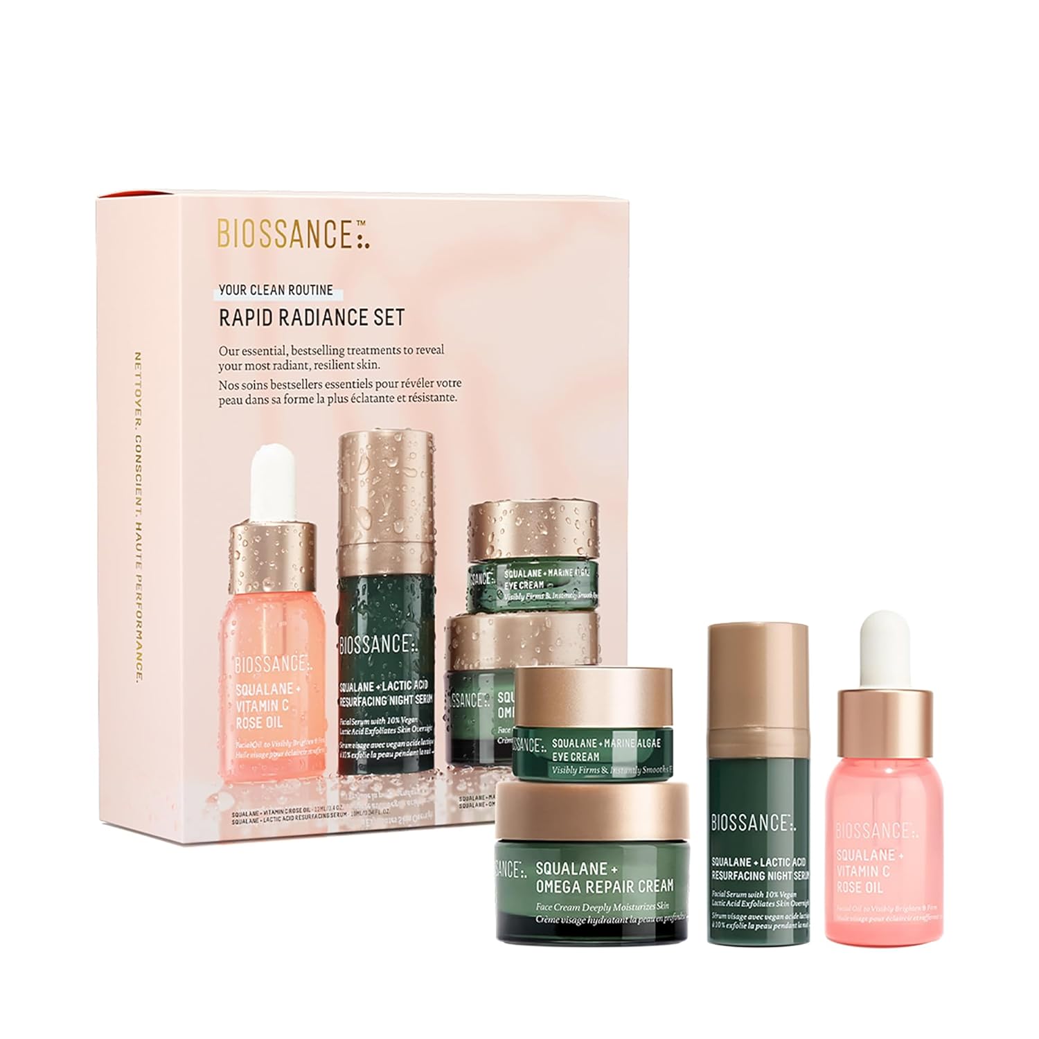 Biossance Rapid Radiance Set, Clean Skincare Gift for Glowing Skin, Valentine’s Day Beauty Gift for Her