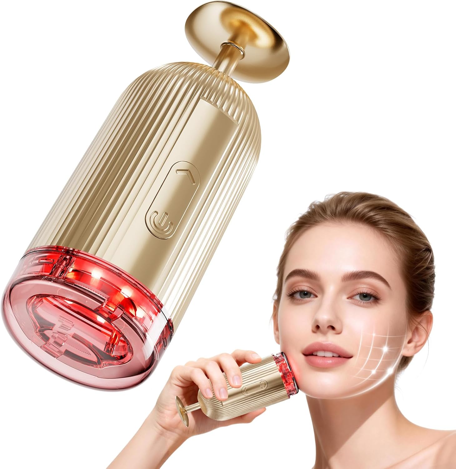 New Facial Massager Tool, Microcurrent Facial Device with Suction Shot, 4 Color Red Light Therapy, Face Massager Tool for Skin Care, Double Chin, Wrinkle Reduction and Firming, Portable Face Device