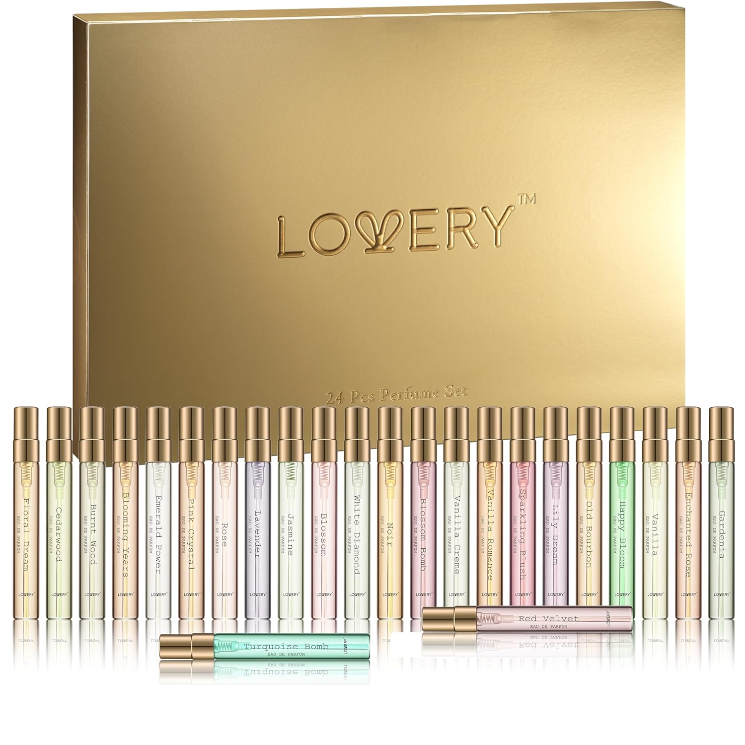 LOVERY 24-Piece Beauty Perfume Sets Gifts Set, Unique Gifts for Women – Mothers Day Gifts for Mom, Wife, Teen Girls, Floral Fragrance Sampler, Travel-Size Perfumes