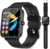 Smart Watch (Answer/Make Call): 1.85″ Waterproof Fitness Trackers with 24-Hours Blood Pressure Heart Rate SpO2 Sleep Monitor Watches for Men Women, iPhone Android Compatible (Stone Black)